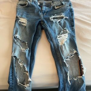 Zara ripped low rise jeans